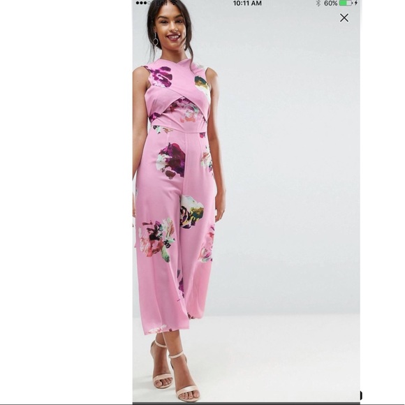 ASOS Floral Silky Jumpsuit - New Without Tags - Picture 1 of 3